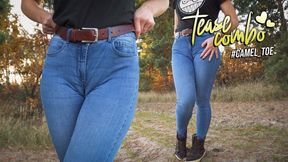 Stepsis Teases Cameltoe Pussy In Blue Jeans Outdoors
