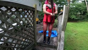 Raw Unedited Crossdresser in Lingerie Outside