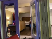 Walking around my hotel room naked and hard