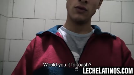 Me and kinky Nicolas jerk off in a public bathroom stall