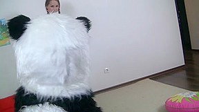 Panda bear copulates hawt legal age teenager 18+ in different poses