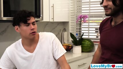 Twink anal fucks big hairy stepbrother bareback hard