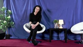 Tattooed mature with big ass in red lingerie gets cock in her shaved cunt