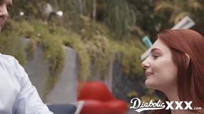 Stepdaddy gives Lacy Lennon a deepthroat & cums all over her natural tits