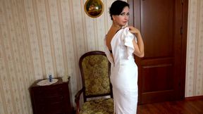 Huge dildo and blue nylons