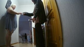Courier Fucked Girlfriend in Mouth and Pussy Doggy Style