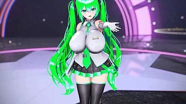 Hatsune Miku Huge Boobs Hentai Undress Dance Vocaloid Bibbidiba Song Mmd 3D Green Hair