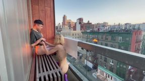 Crazy Public Orgasm on Highrise Balcony