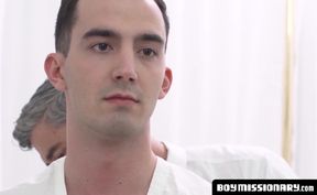 BoyMissionary.com - Elder Mormon's blessing and blowing obedient twink's big dick