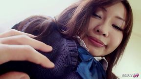 petite japanese teen with bushy pussy pick up for privat uncensored pov defloration creampie sex by older guy