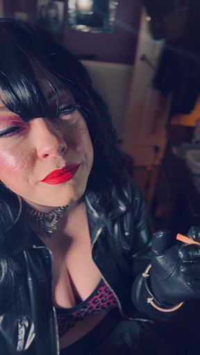 Leather Clad Tina Snua Smokes A Cork Cigarette - You Love Me Dressed Head To Toes In Leather - Gloves   Clip 1