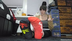 Ignoring you, flipping you off and telling you how pathetic you are while you stare at my socked feet.