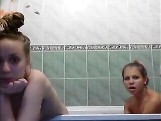 Russian teens are having a baths jointly and making a short clip just for pleasure