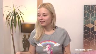 Ersties - Hot Blonde From Ukraine Fingers Her Shaved Pussy