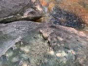 Teenagers sneaky handjob in the nature, she makes him cum so hard - Sureau