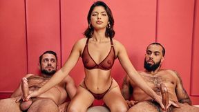 Two lucky dudes fucked a gorgeous long-legged Hazel Heart