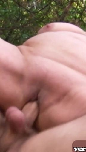 Must-see moment from "German chubby old grandma with natural tits fuck in forest"