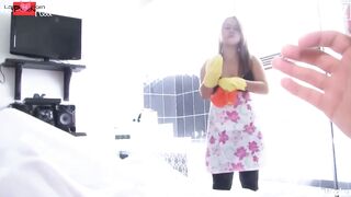 thick maid Angela Rodriguez convinced to give her cunt