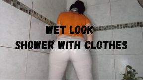 Wet look Shower with clothes