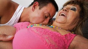 ”Sexy stud undressing & banging a old woman”