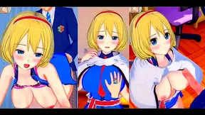 Alice Seduces Patchouli with Steamy Tit-Fuck Deep Throat in 3D Touhou Lust