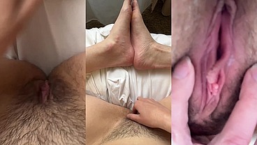 Very Hairy Creamy Pussy Full of Smegma - Extreme Close Up & Dirty Russian Talk