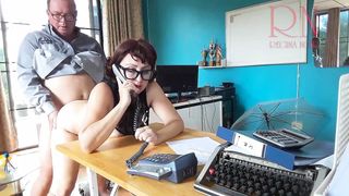 Office domination - Boss fucks secretary while she is on the phone. Blowjob on office Cam 2