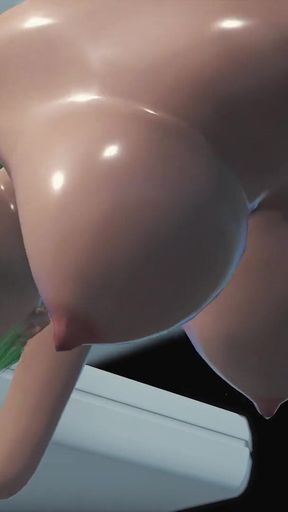 Sci-Fi lust. 3d space shemale plays with a horny girl in the space station