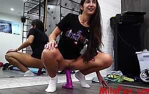 Mila fox, deep cream pie in pussy, after horse dildo!