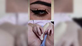 bbw sexy white girl masturbation & banana cream massage - creamy kinky fetish