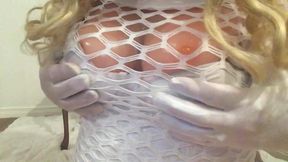 Big titted CD teasing with her tits