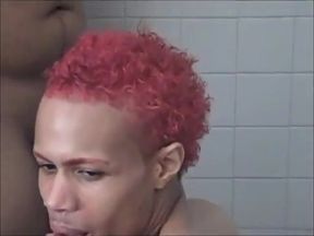 Black cock sucking in the bathroom