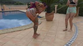 Maya Homerton - Cruel Bondage Walk Training on the Pool Deck - Full Clip wmv SD