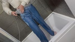 Wetlook in Winter outfit and Ripping clothes!