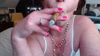 806 Smoking my first cigar custom request heavy makeup boob teasing from gorgeous PAWG DawnSkye