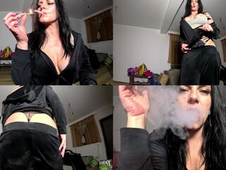 Velvet Tracksuit Tease – Smokin', Large Bazookas & Ebony Belt Flash