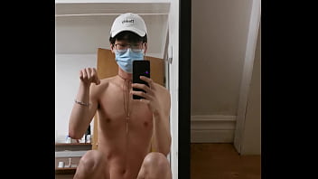 Cute Asian twink masturbates like a doggy