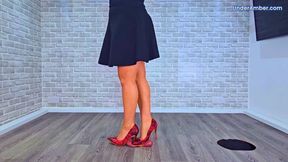 D29. Lacerating Your Cock & Balls Under My Red Snakeskin Heels - Body Cam - CBT Trample Trampling Crushing Crush Standing Ballbusting Shoe Foot Feet Heel Heels Stiletto Domination Fetish