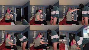 Vicky's slave: Testing out the new electric shock chastity cage