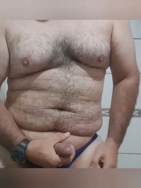 Nice Cum in Blue Thong