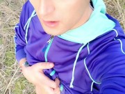 Cumshot without touching cock through cum - throbbing cock