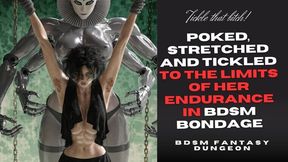 naughty hairy fuzzy armpit Slave girl is poked and tickled hard in her boobs and belly and pits to the limit of her endurance in BDSM bondage by mechanical mistress