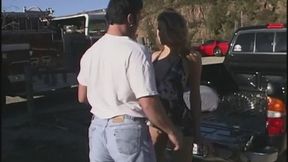 Superb blonde whore gets her asshole screwed in the light truck