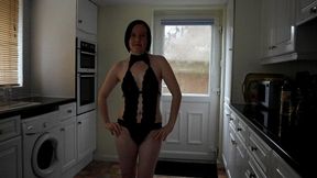 Black lace lingerie striptease