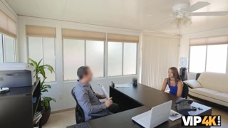 VIP4K. La the office of the credit company is comfortable for the girl to be nailed