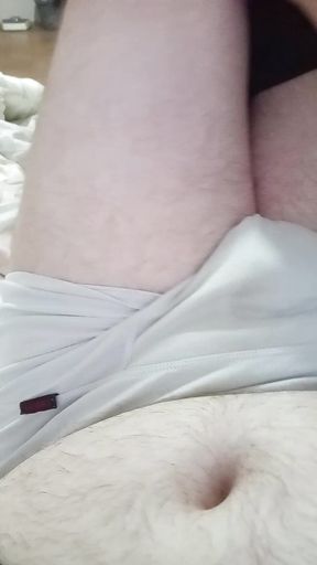 Fat Guy Showing His Dick and Ass in the Bed While Parents Are Outside