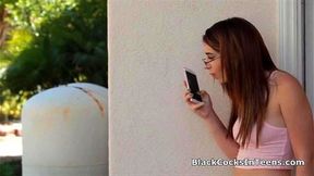 Hot teen blows athletes big black cock