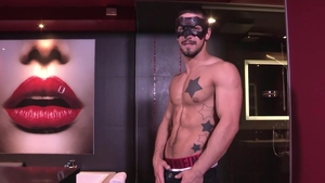 Maskurbate - Young evil jock Carl wearing mask after interview