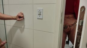 Stepmother Sees Stepson in the Shower Masturbating, Does the Same, and Then Enters the Bathroom to Have Sex