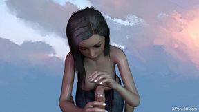 busty hentai asian anime girl handjob and blowjob